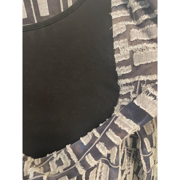 Adore Womens Geometric Black & White Textured Long Sleeve Asymmetrical Tunic XL - Picture 3 of 6